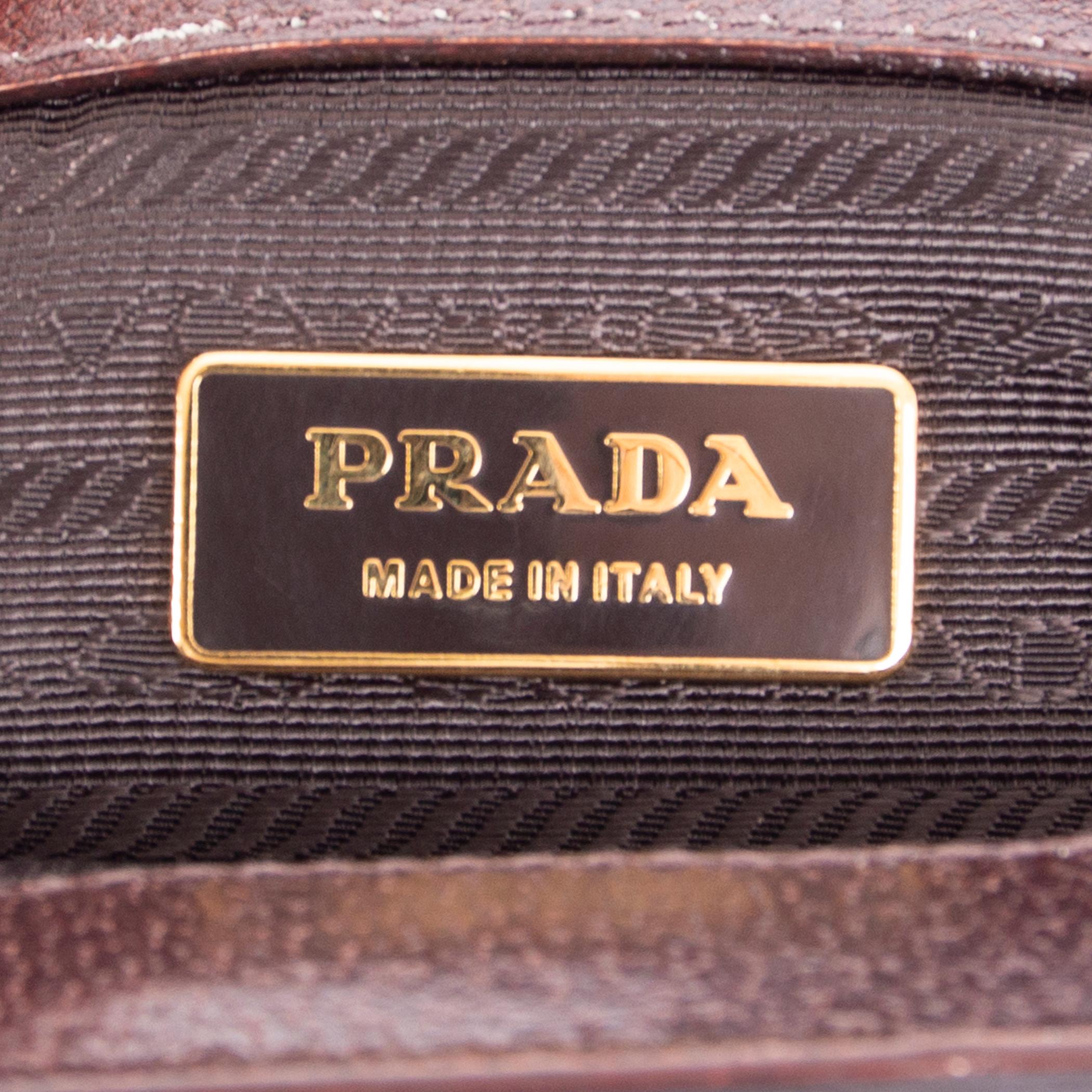 White PRADA cream & burnished brown Cinghiale leather Docotors Shoulder Bag