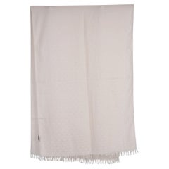 PRADA cream cashmere & silk 2020 SYMBOLE Jacquard Shawl Scarf