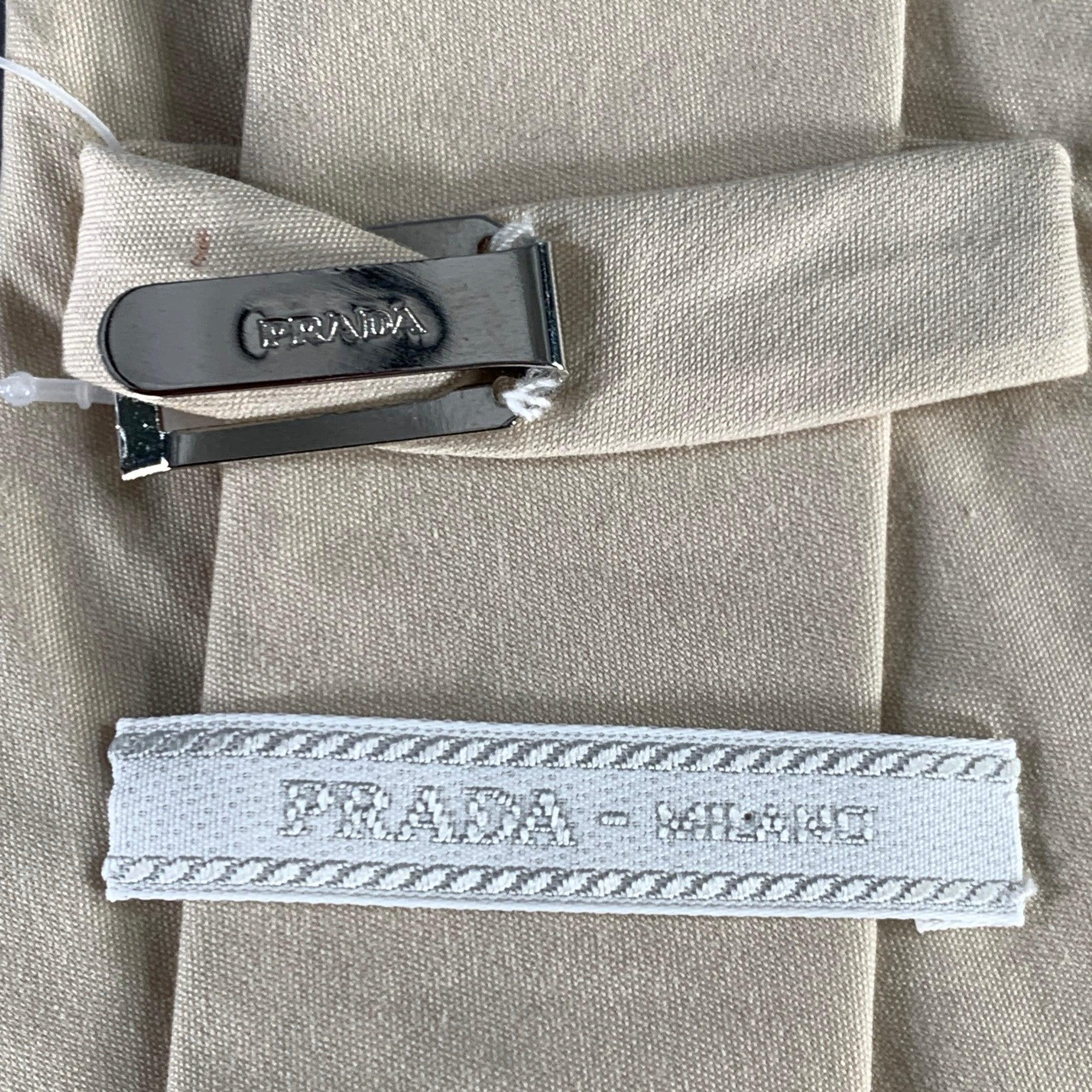 Gray PRADA Cream Cotton Blend Tie