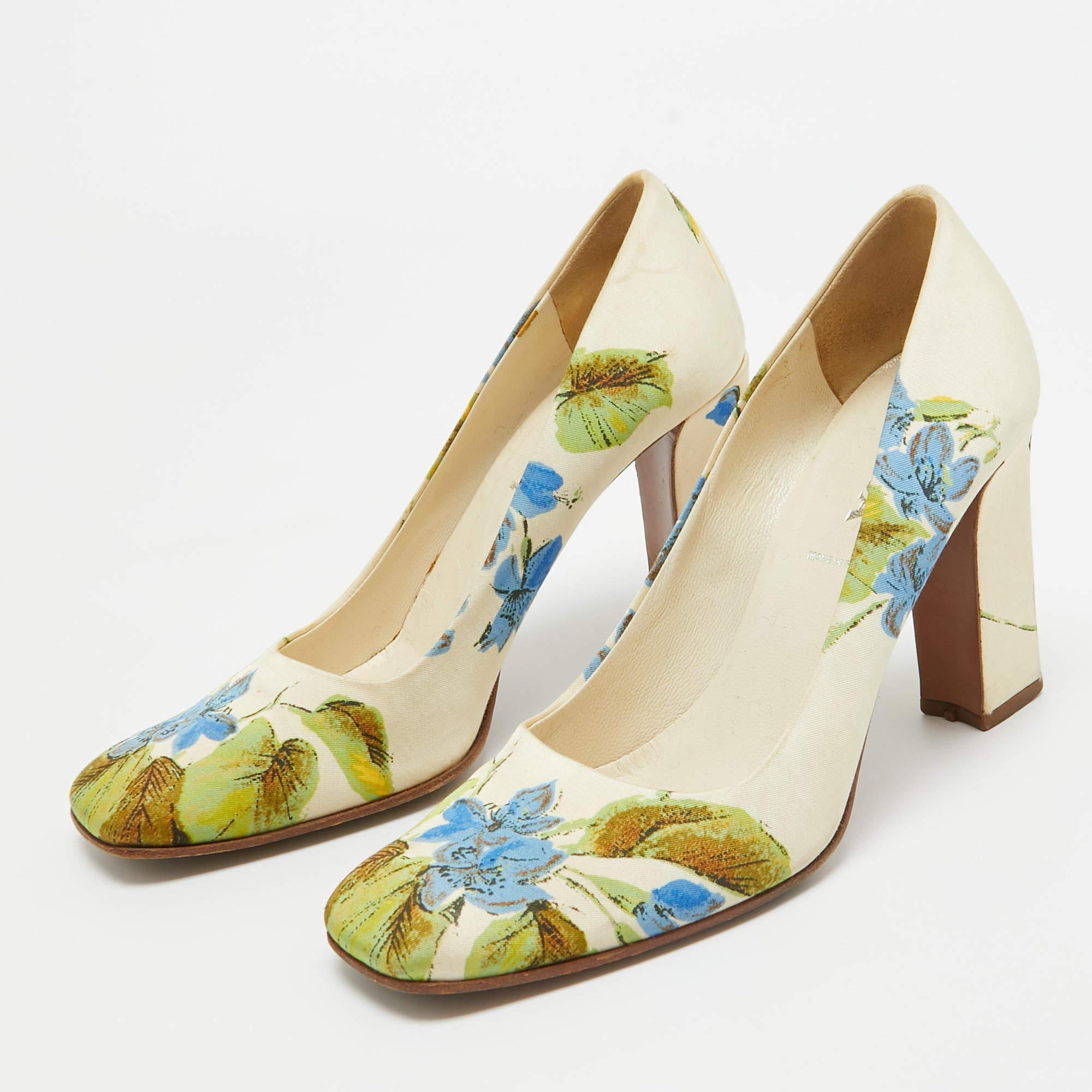 Make a chic style statement with these designer pumps. They showcase sturdy heels and durable soles perfect for your fashionable outings