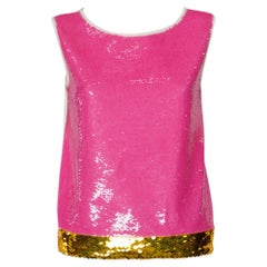 Prada Cream Knit Sequin Embellished Sleeveless Top M