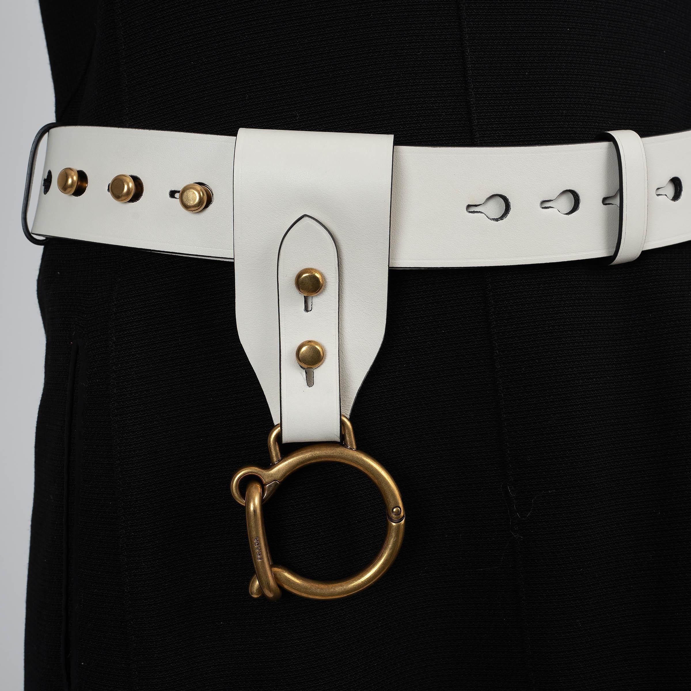 De las mujeres Cinturón PRADA cuero crema 2016 DOG HOOG 30 / 75 en venta