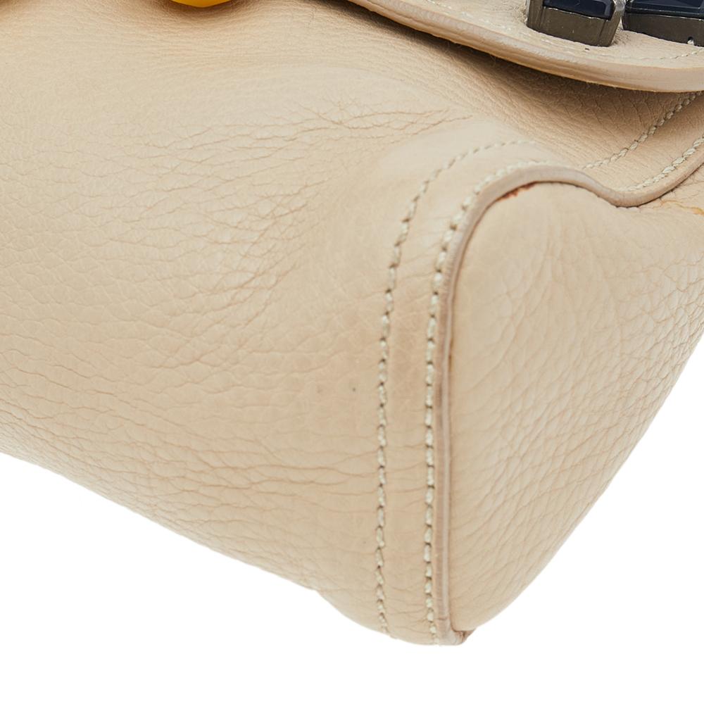 Prada Cream Leather Beaded Flap Shoulder Bag 1