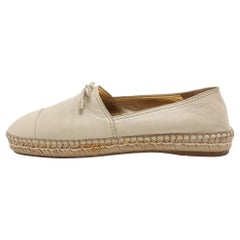 Prada Cream Leather Bow Espadrille Flats Size 38