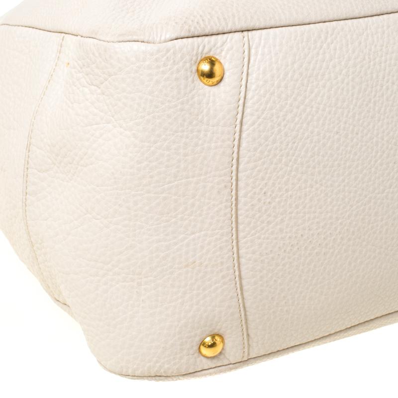 Prada Cream Leather Bowler Bag 5