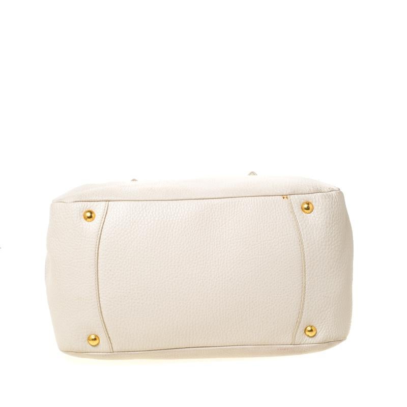 Women's Prada Cream Leather Bowler Bag