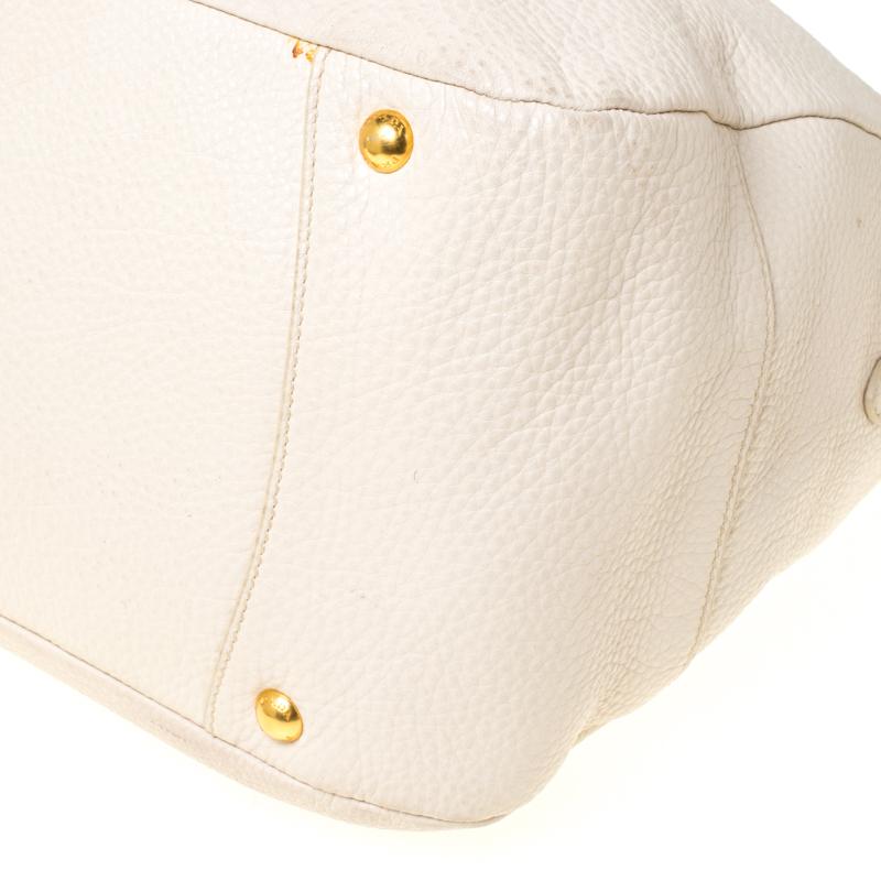 Prada Cream Leather Bowler Bag 1