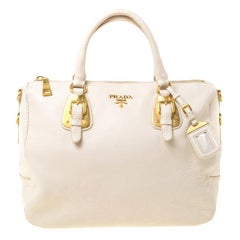 Prada Cream Leather Bowler Bag