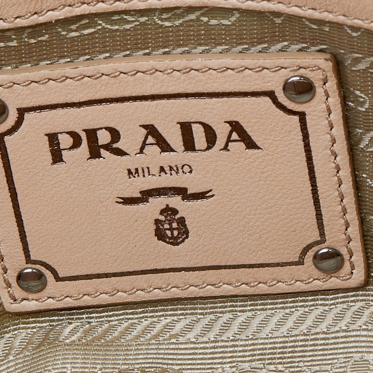 Prada Cream Leather Gaufre Satchel For Sale 1