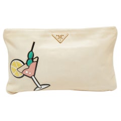 Prada Cream Leather Martini Glass Clutch