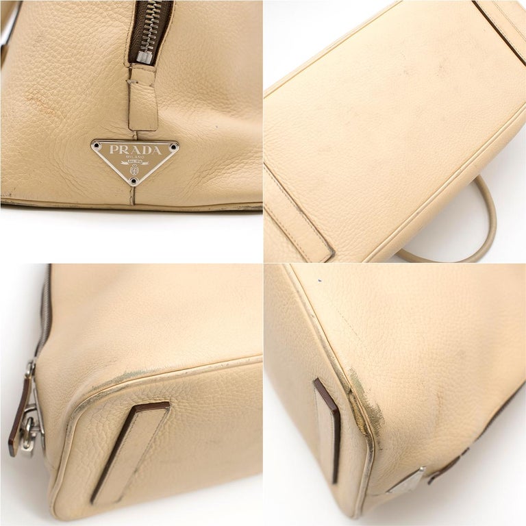 Prada Cream Leather Shoulder Bag For Sale at 1stDibs