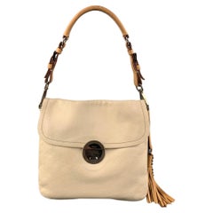 PRADA Cream Leather Tassel Shoulder Bag Handbag