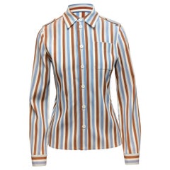 Prada Cream & Multicolor Striped Button-Up Shirt