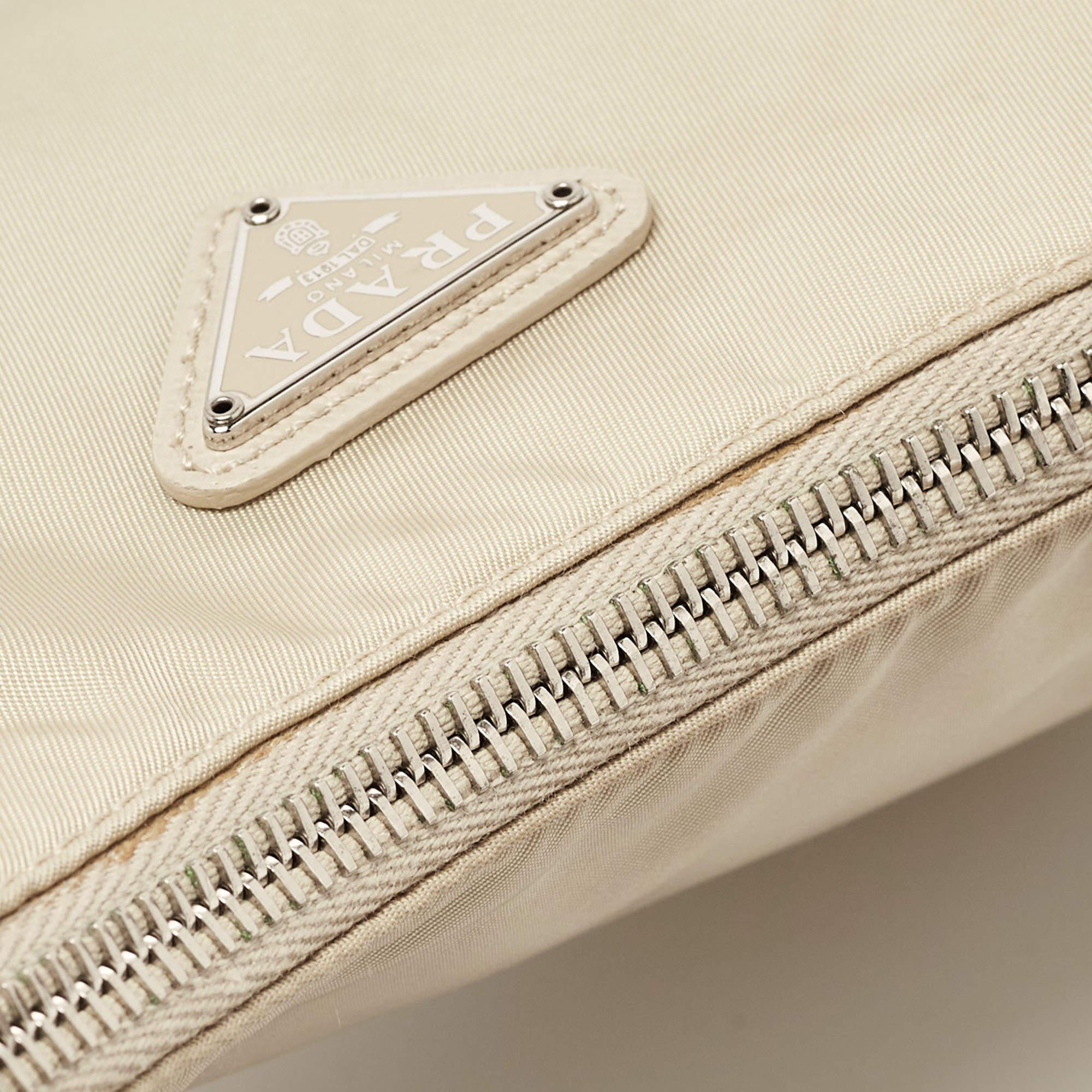 Women's Prada Cream Nylon and Leather Re-Edition 2005 Shoulder Bag