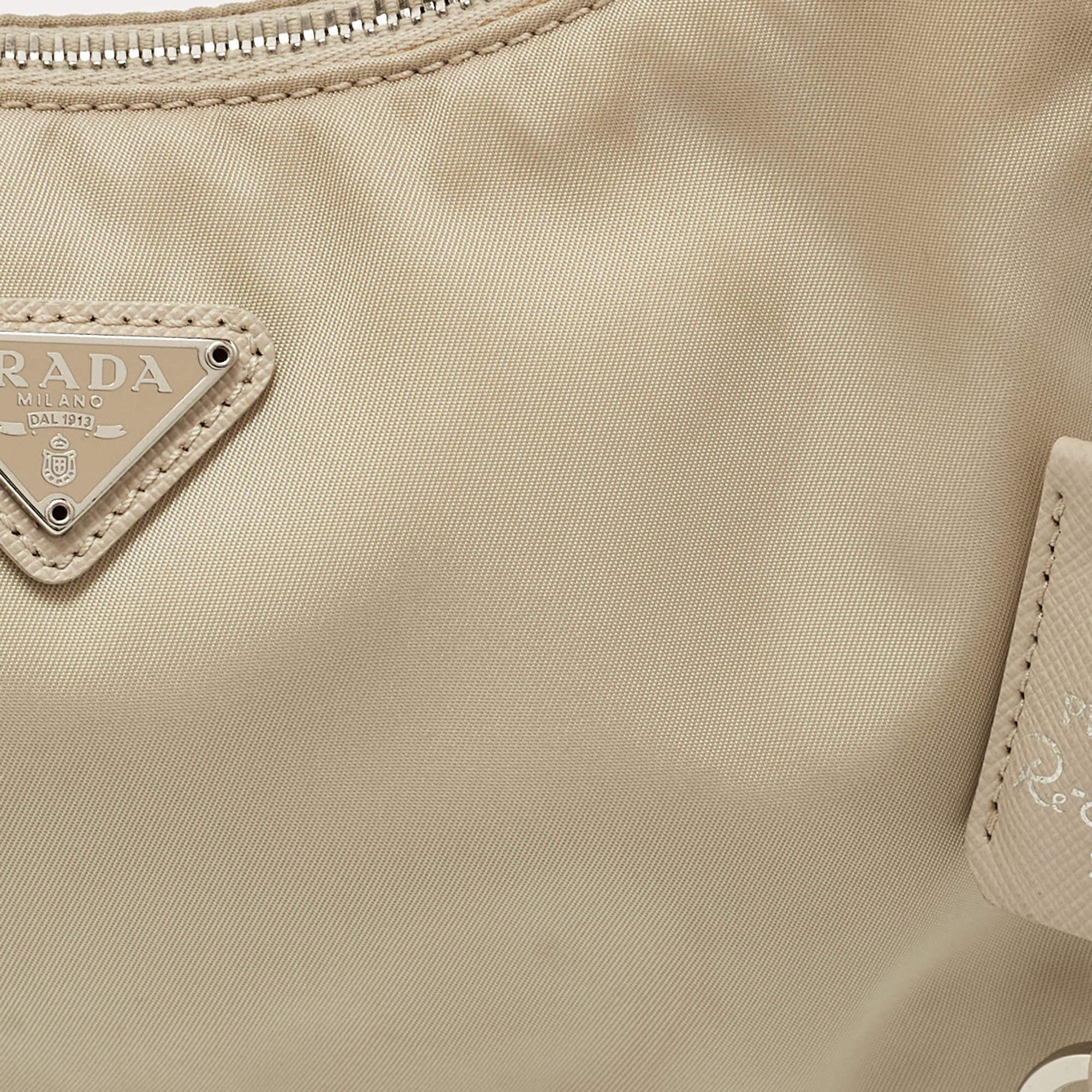 Prada Cream Nylon and Leather Re-Edition 2005 Shoulder Bag 1