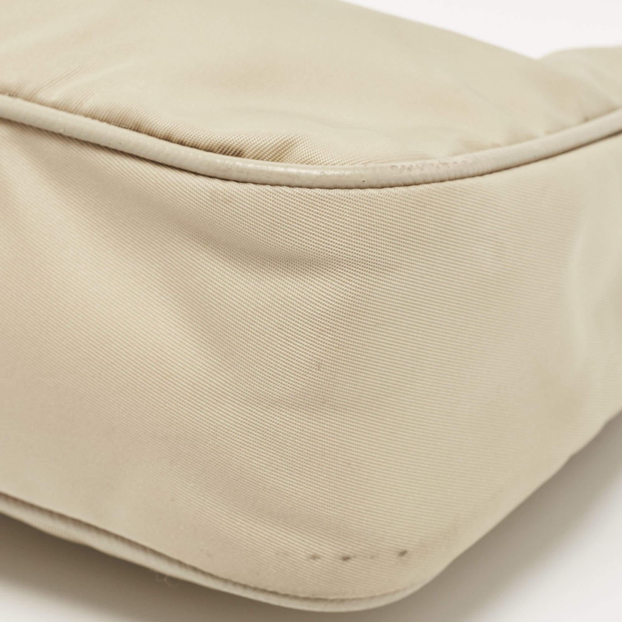 Prada Cream Nylon and Leather Re-Edition 2005 Shoulder Bag 2