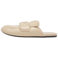 Prada Cream Padded Leather Loafer Flat Mules Size 39