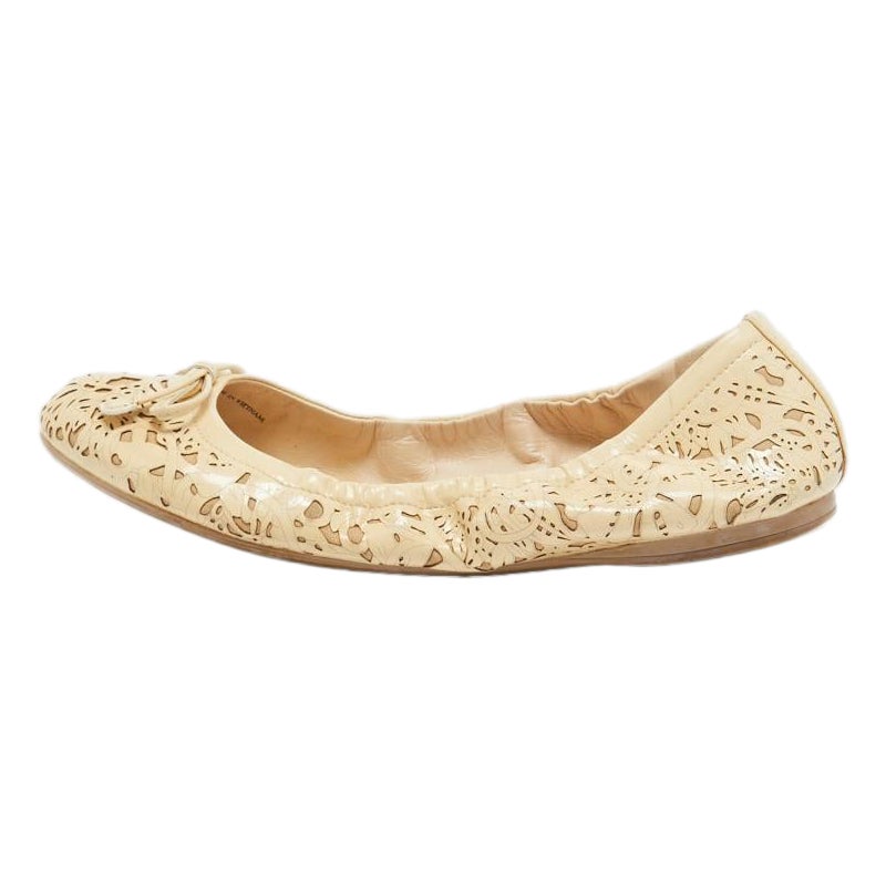 Prada Cream Patent Bow Ballet Flats Size 37.5