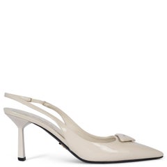 PRADA cream patent leather 2024 TRIANGLE Pumps Shoes 39