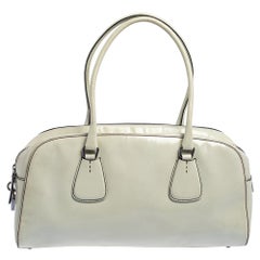 Prada Cream Patent Leather Satchel
