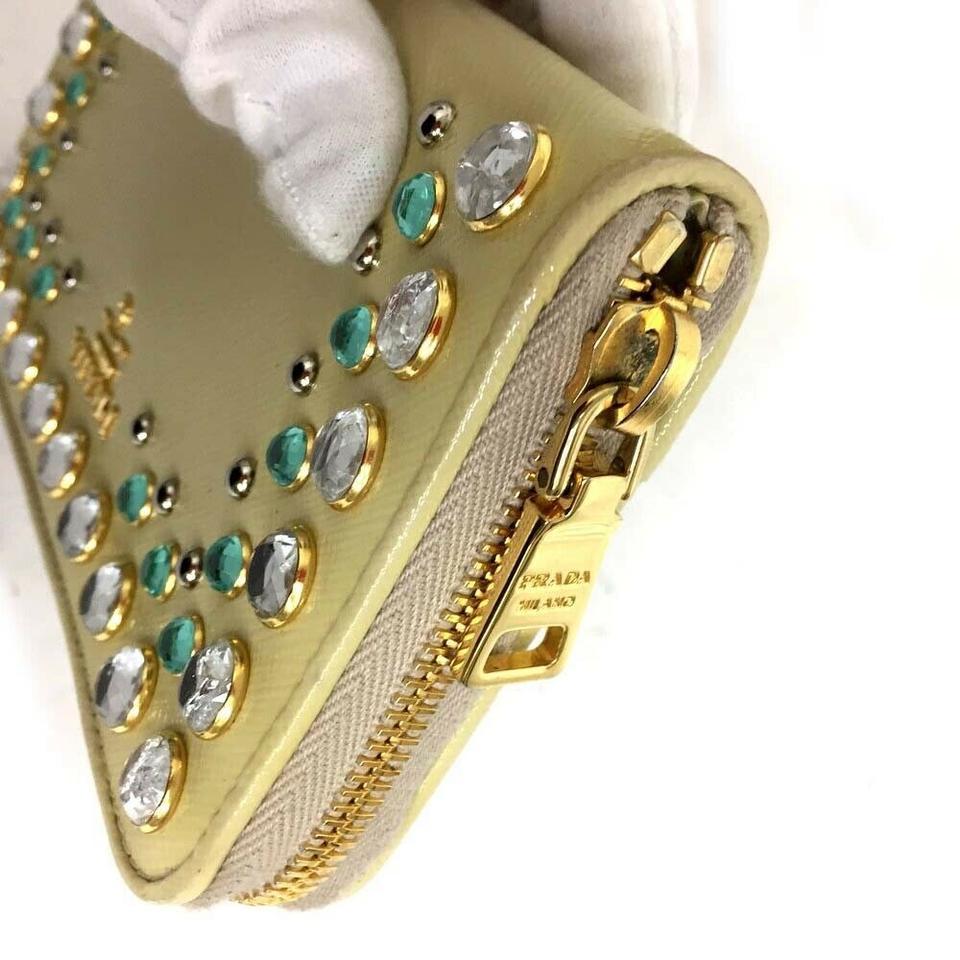 Prada Cream Saffiano Bijou Jewel Leather Zip Around Long Zippy Wallet 860531 4