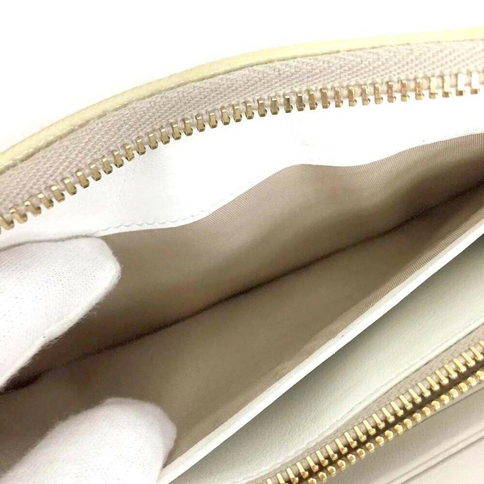 Prada Creme Saffiano Bijou Juwel Leder Zip Around lange Reißverschluss Brieftasche 860531 Damen
