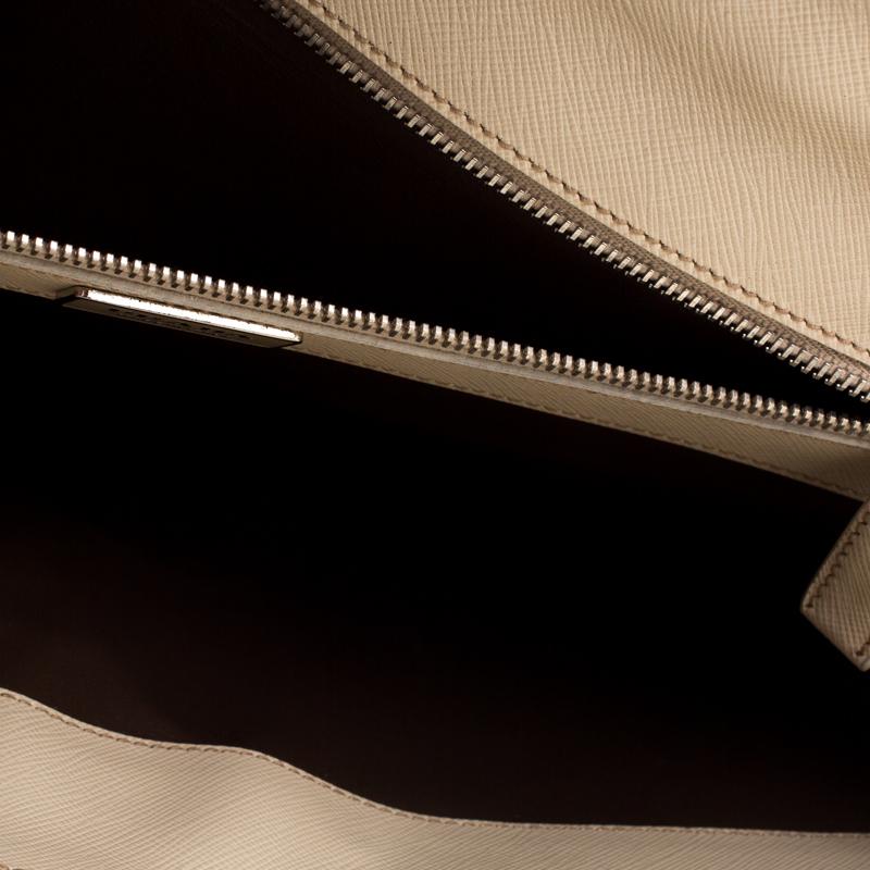 Prada Cream Saffiano Cuir Leather Briefcase 4