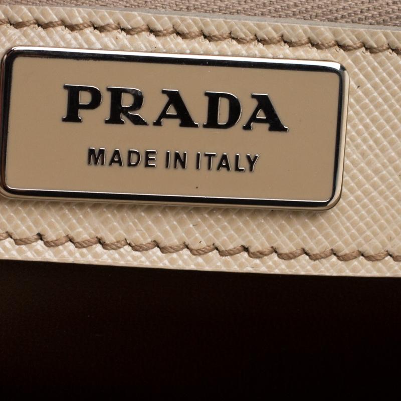 Prada Cream Saffiano Cuir Leather Briefcase 1