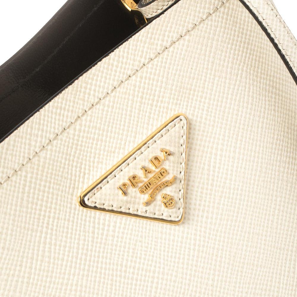 Prada Cream Saffiano Leather Small Panier Bag 3