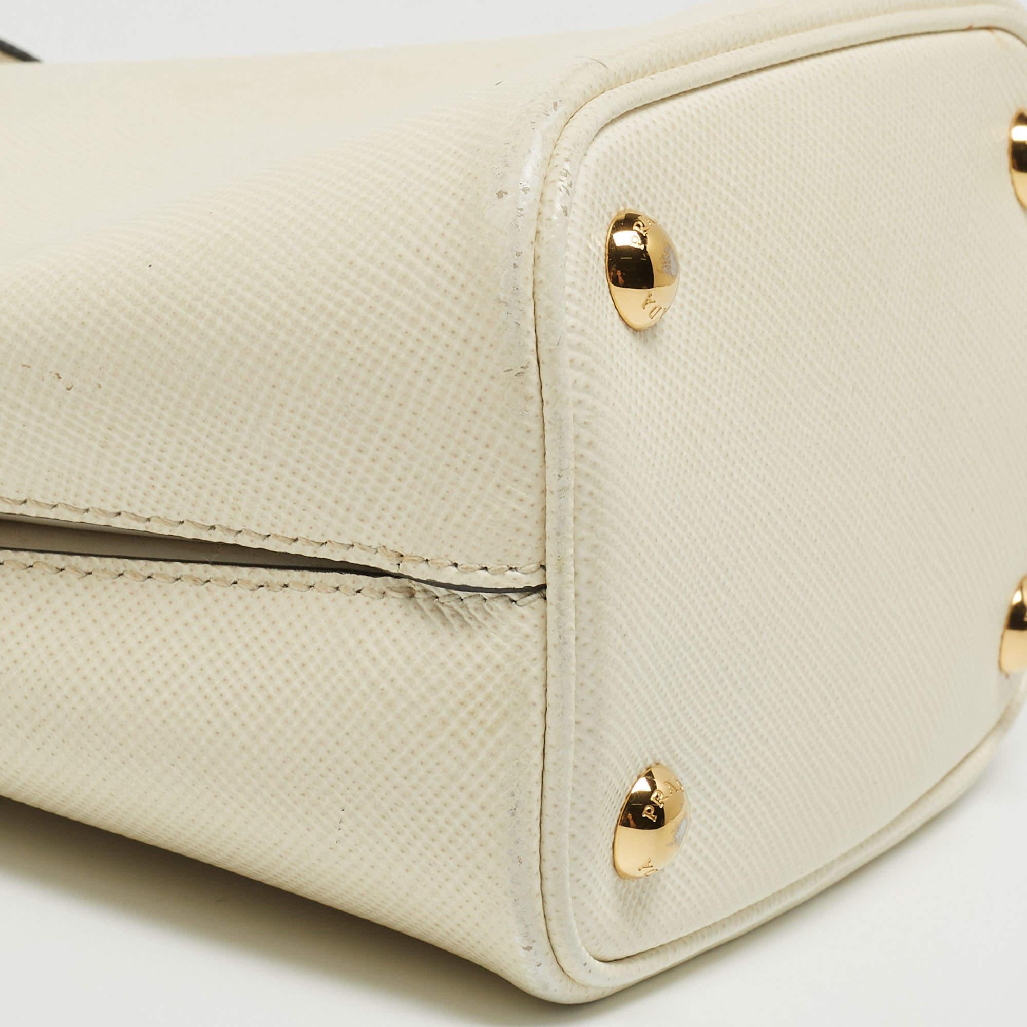 Prada Cream Saffiano Leather Small Panier Bag 8