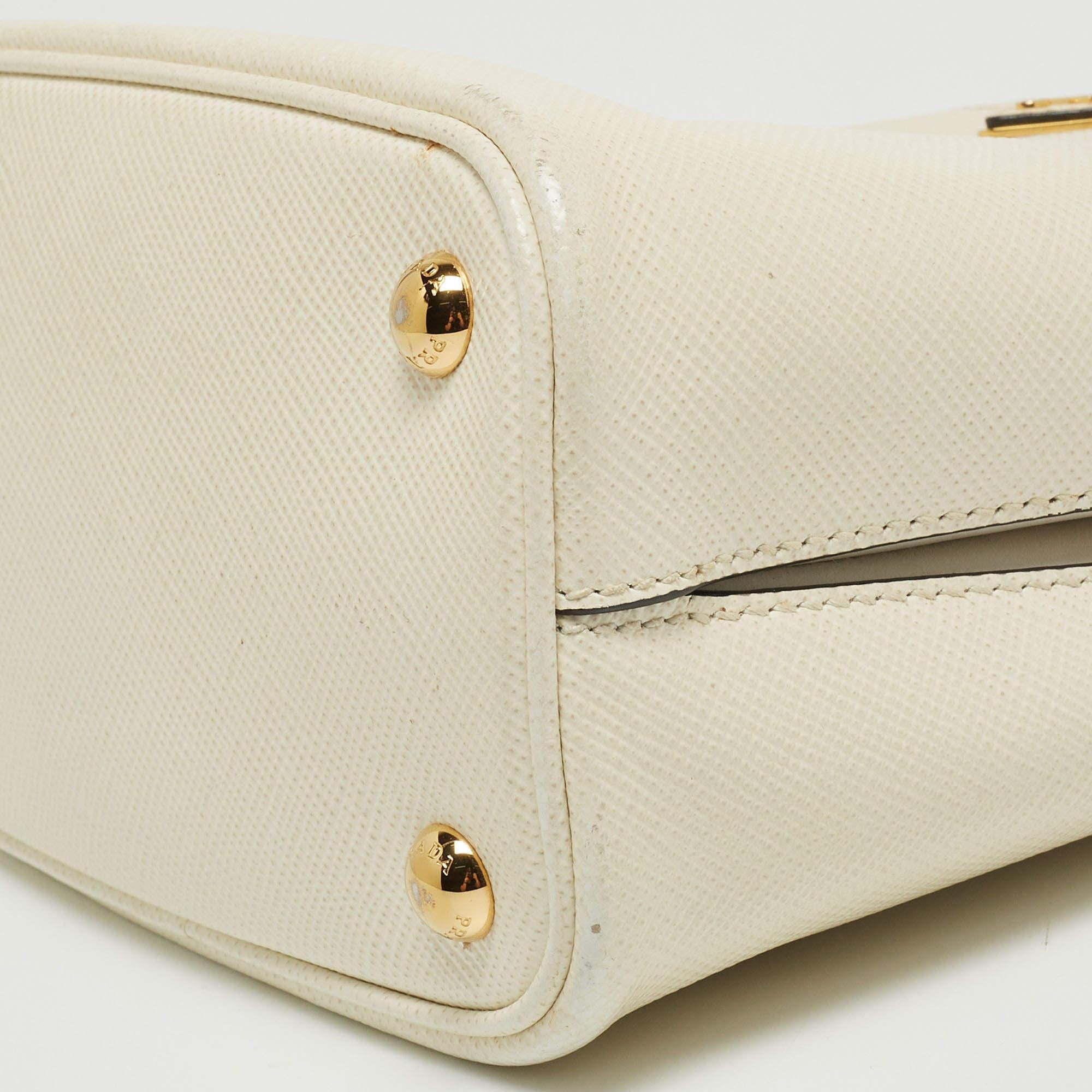 Prada Cream Saffiano Leather Small Panier Bag 9