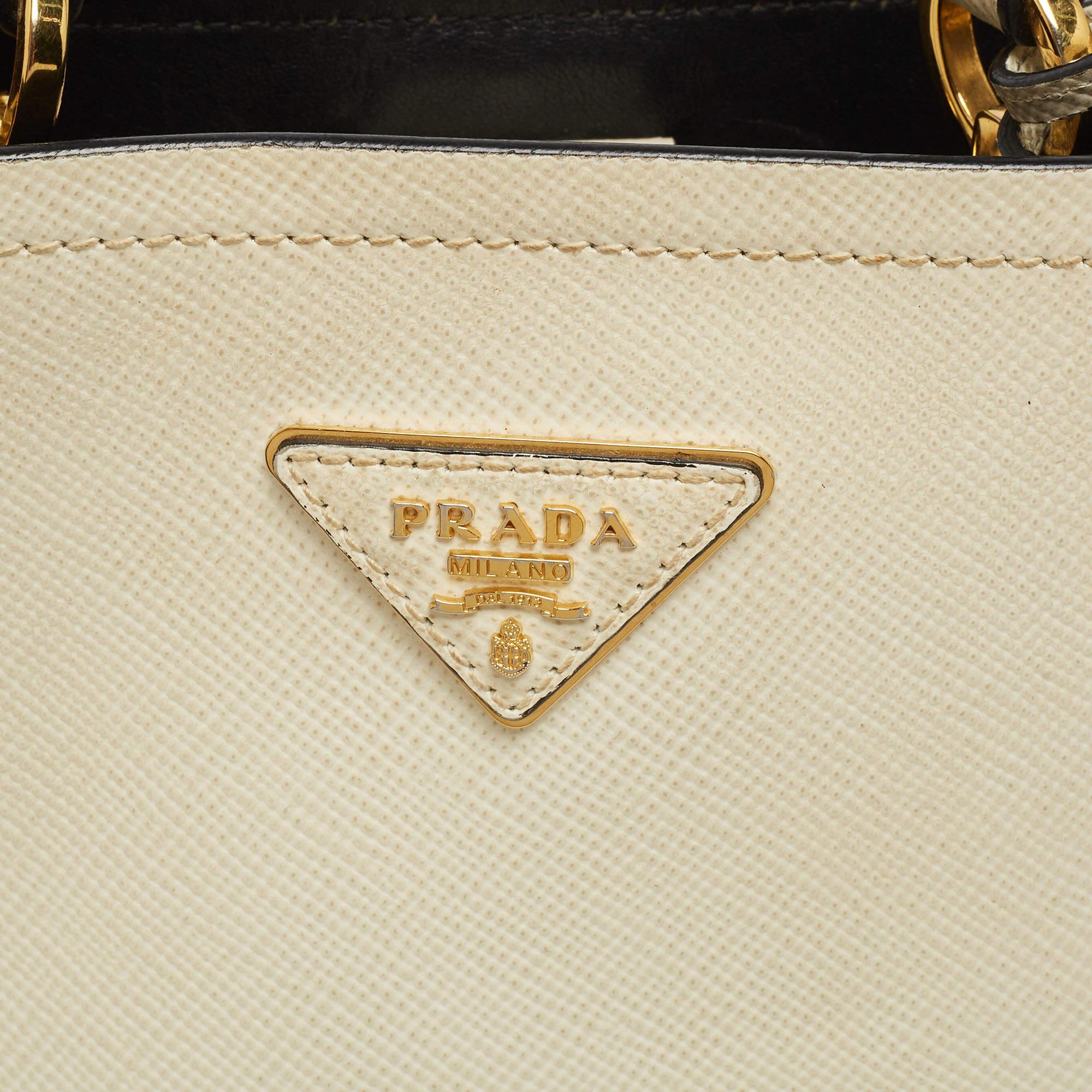 Prada Cream Saffiano Leather Small Panier Bag 10