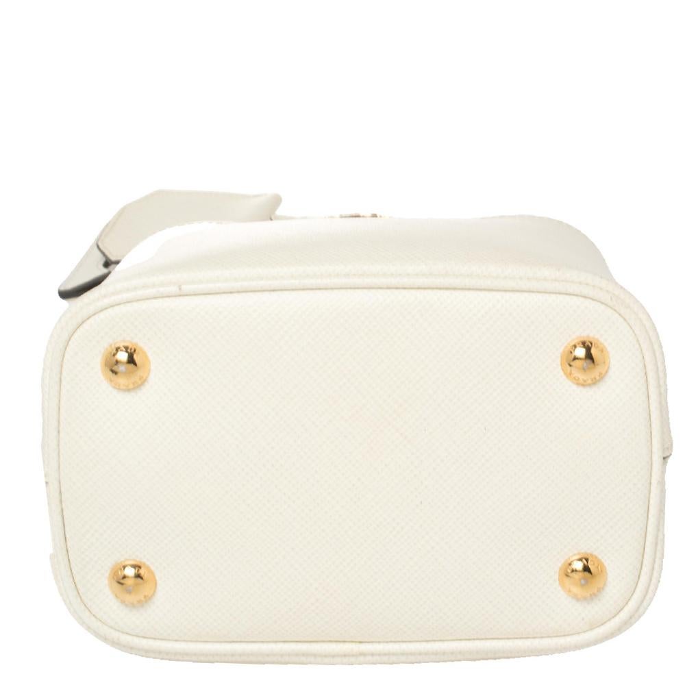 Women's Prada Cream Saffiano Leather Small Panier Bag