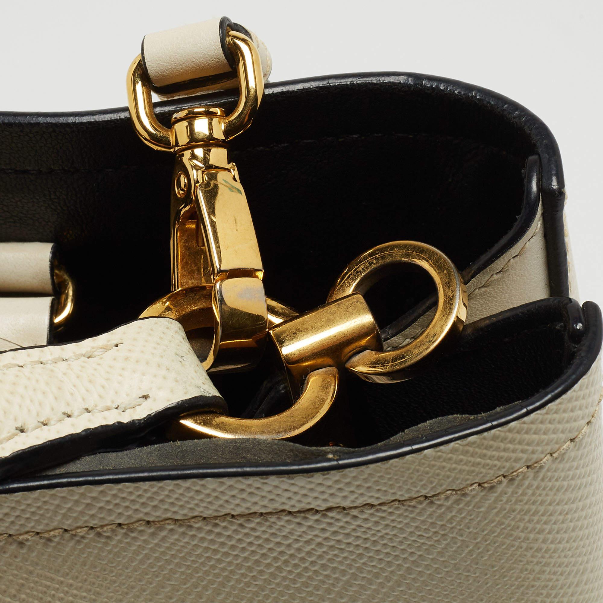 Prada Cream Saffiano Leather Small Panier Bag 4