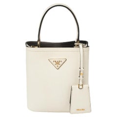 Prada Cream Saffiano Leather Small Panier Bag