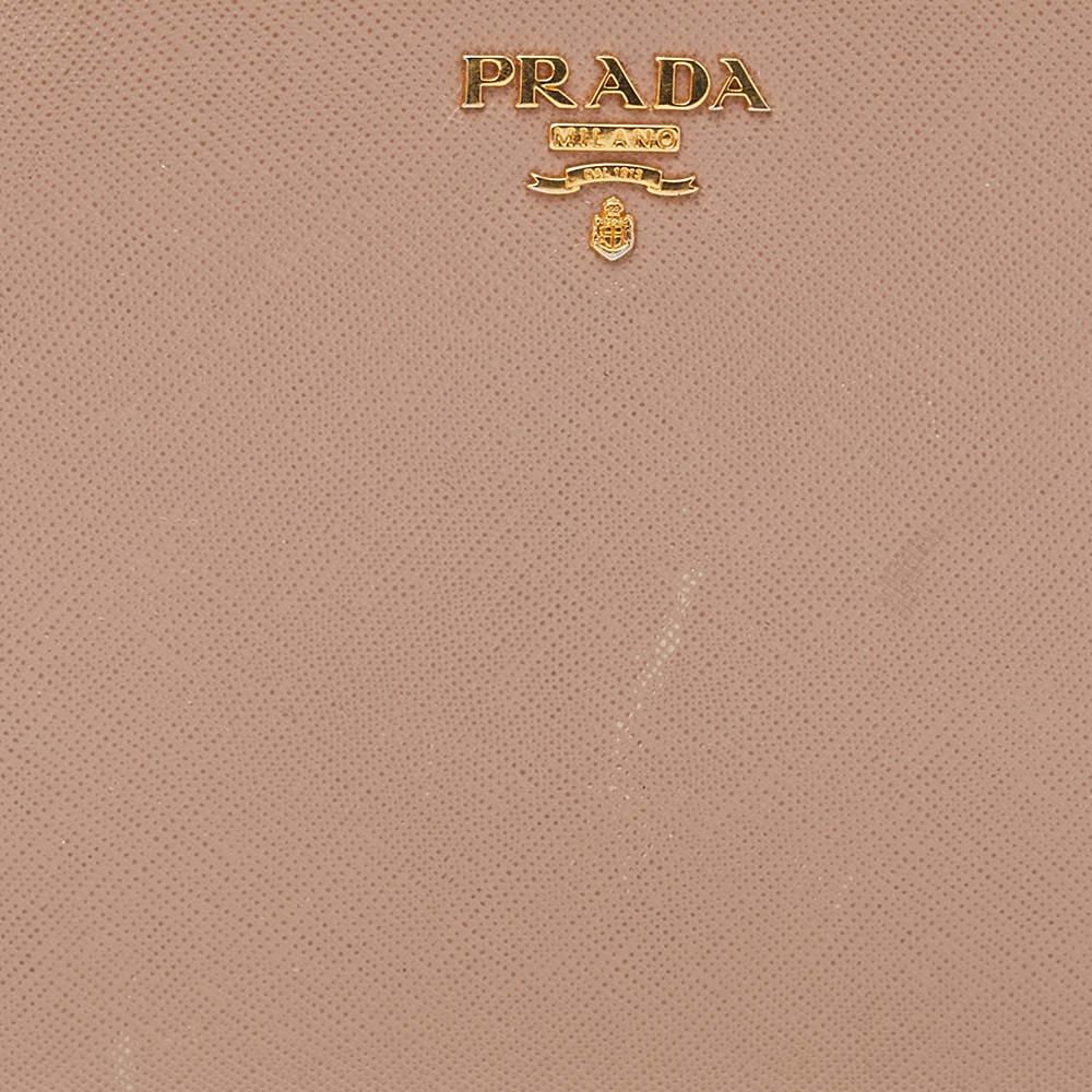 Women's Prada Cream Saffiano Leather Zip Around Wallet