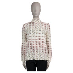 PRADA cream silk 2019 DAFFODILS MOCK NECK CREPE TOP Shirt 42 M