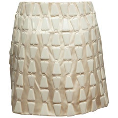 Prada Cream Silk Embellished Mini Skirt