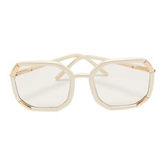 Prada Cream SPR20X Geometric Frame Oversized Sunglasses