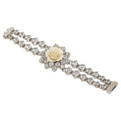 Used Prada Cream & Swarovski Crystal Bracelet