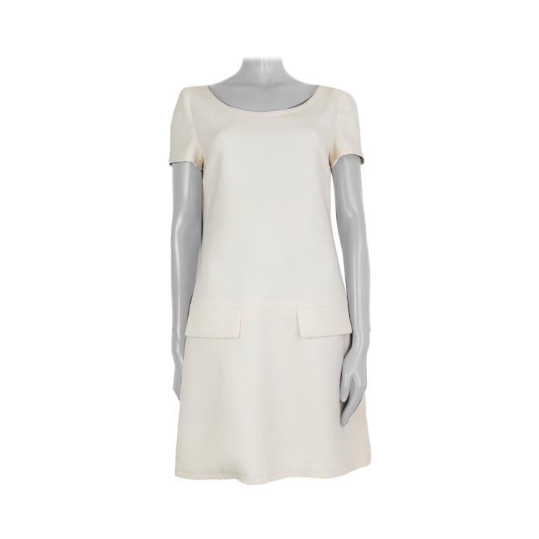 PRADA cream white wool Short Sleeve Dress 44 For Sale at 1stDibs ...