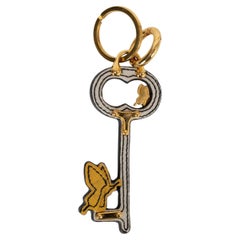 PRADA cream & yellow Saffiano 2016 KEY & BUTTERFLY Keyring / Bag Charm