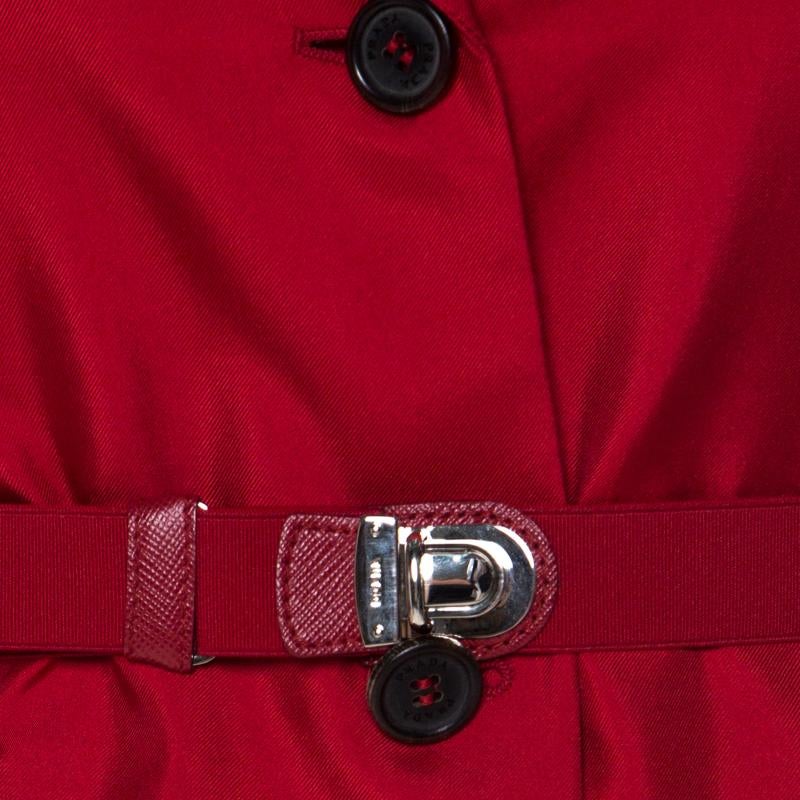 Women's Prada Crimson Red Silk Belted Tailored Jacket L