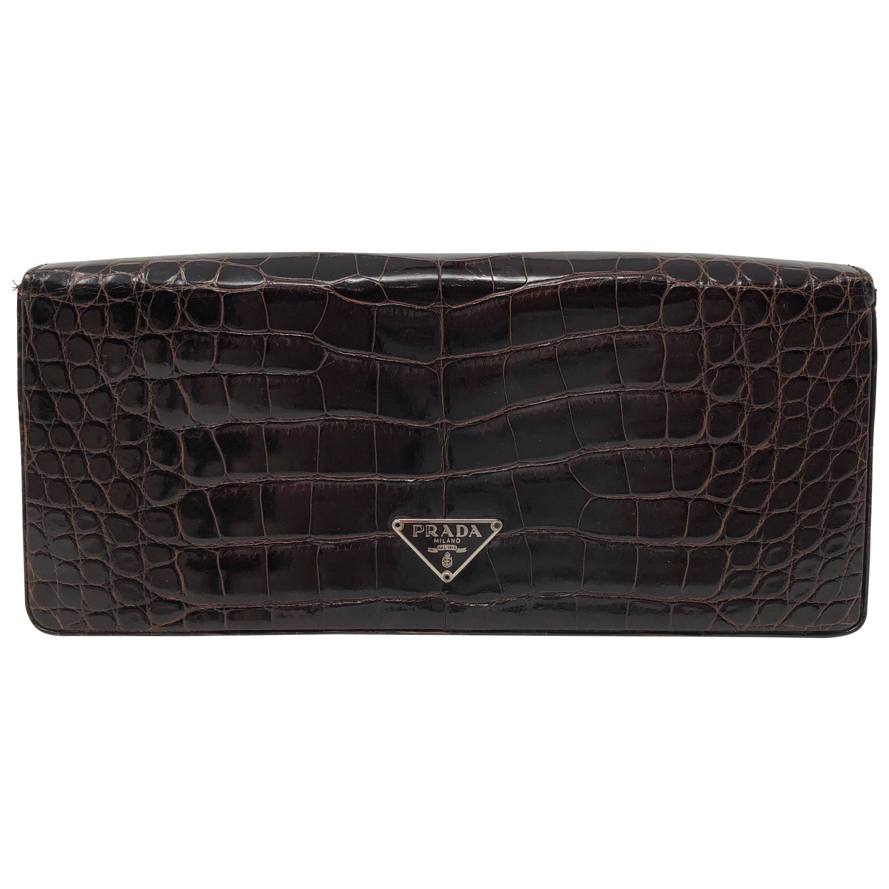 Prada Croc Brown Clutch