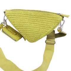 Prada Crochet Triangle Shoulder Bag in Yellow Raffia