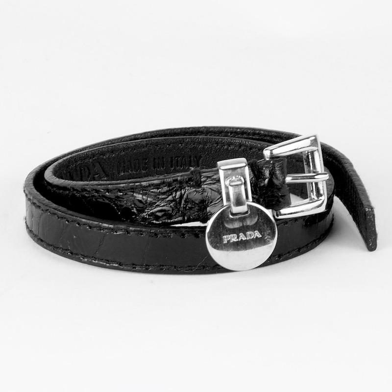 Modern Prada Crocodile Wrap around Bracelet For Sale