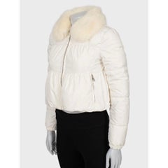 Prada Cropped Down Jacket with Fox Fur Trim Size IT 40 S
