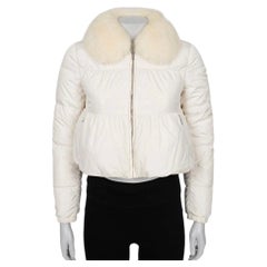 Prada Cropped Down Jacket with Fox Fur Trim Size IT 40 S