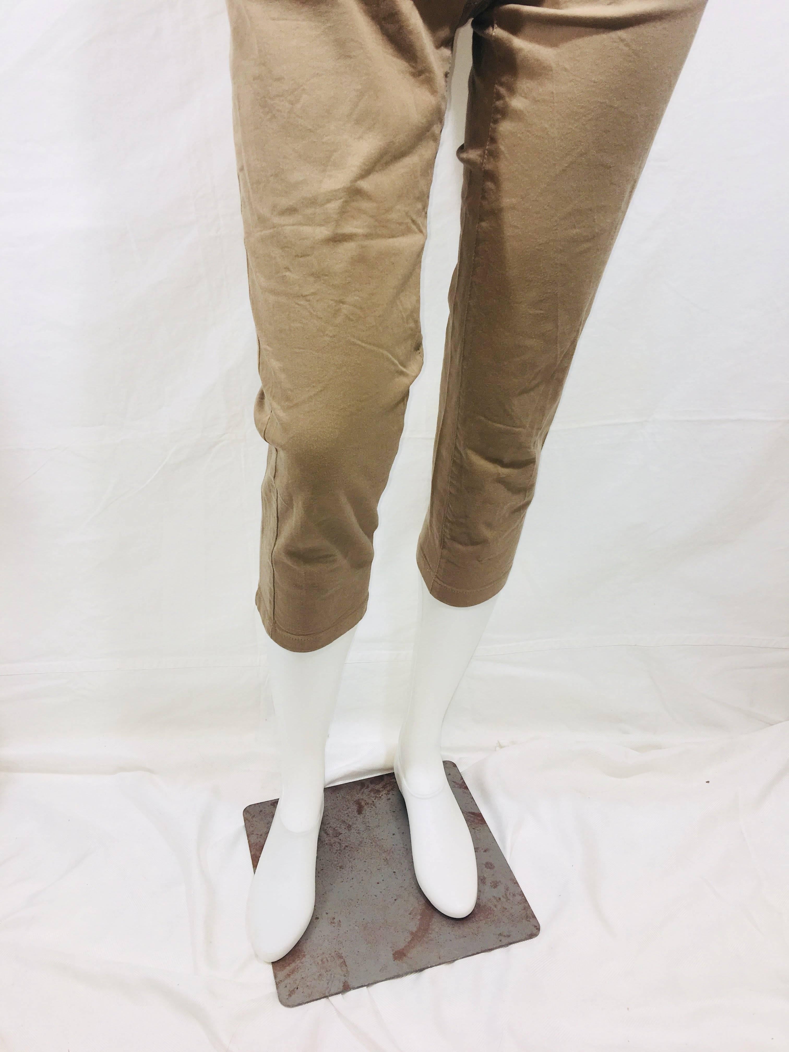 Prada Cropped Khaki Skinny Leg Cotton Pant 