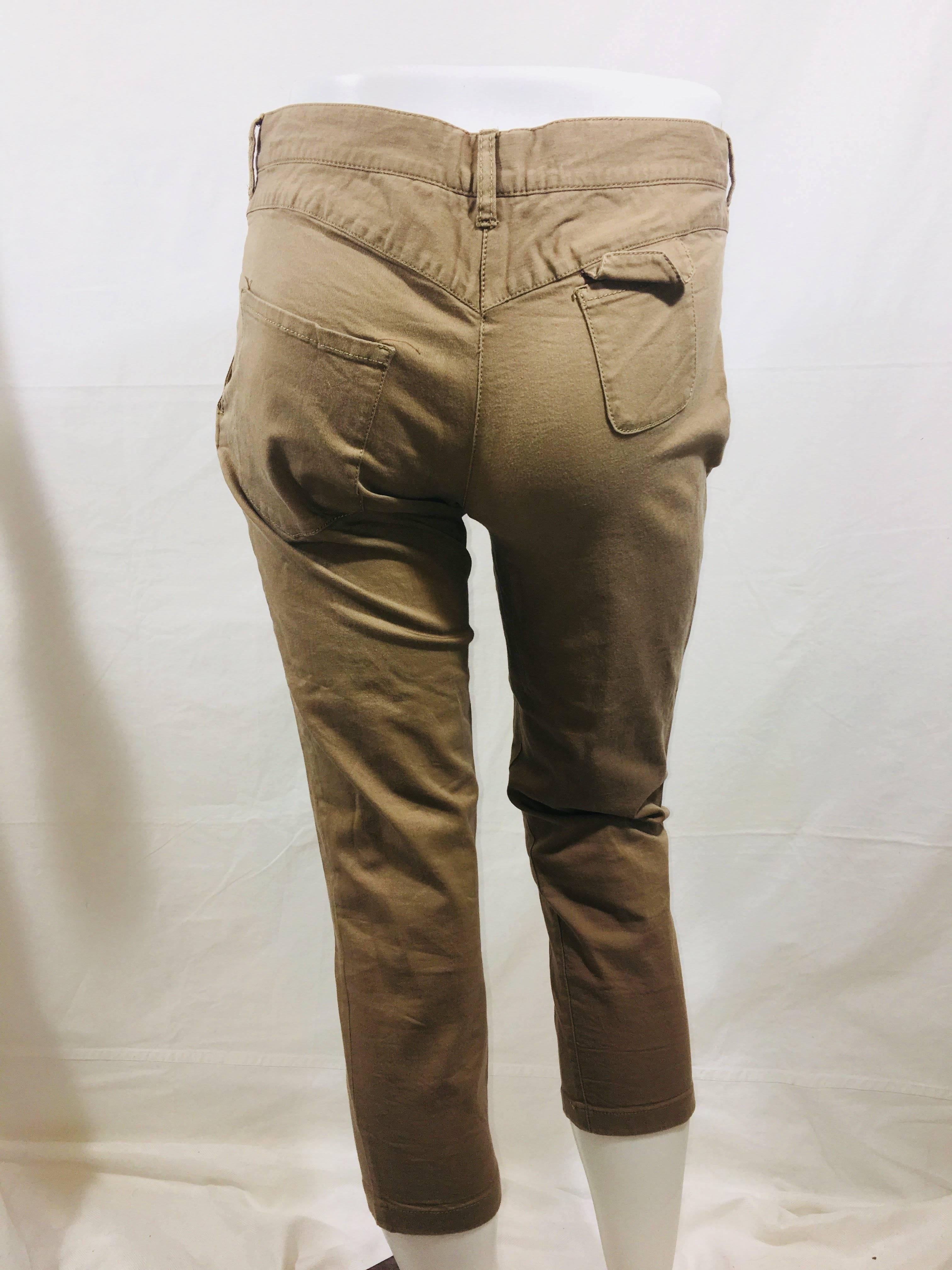 Prada Cropped Khaki Pant In Excellent Condition In Bridgehampton, NY